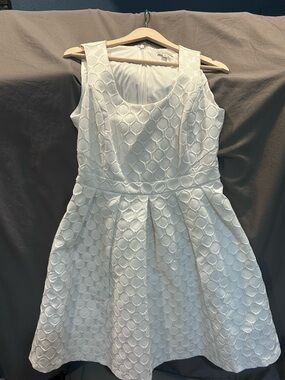 New York & Company White Textured Sleeveless Fit-and-Flare Dress